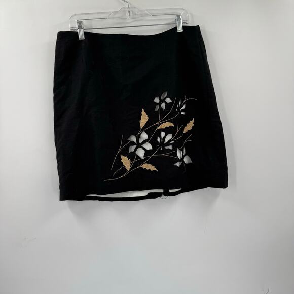 Vintage floral linen whimsygoth miniskirt - Picture 1 of 5